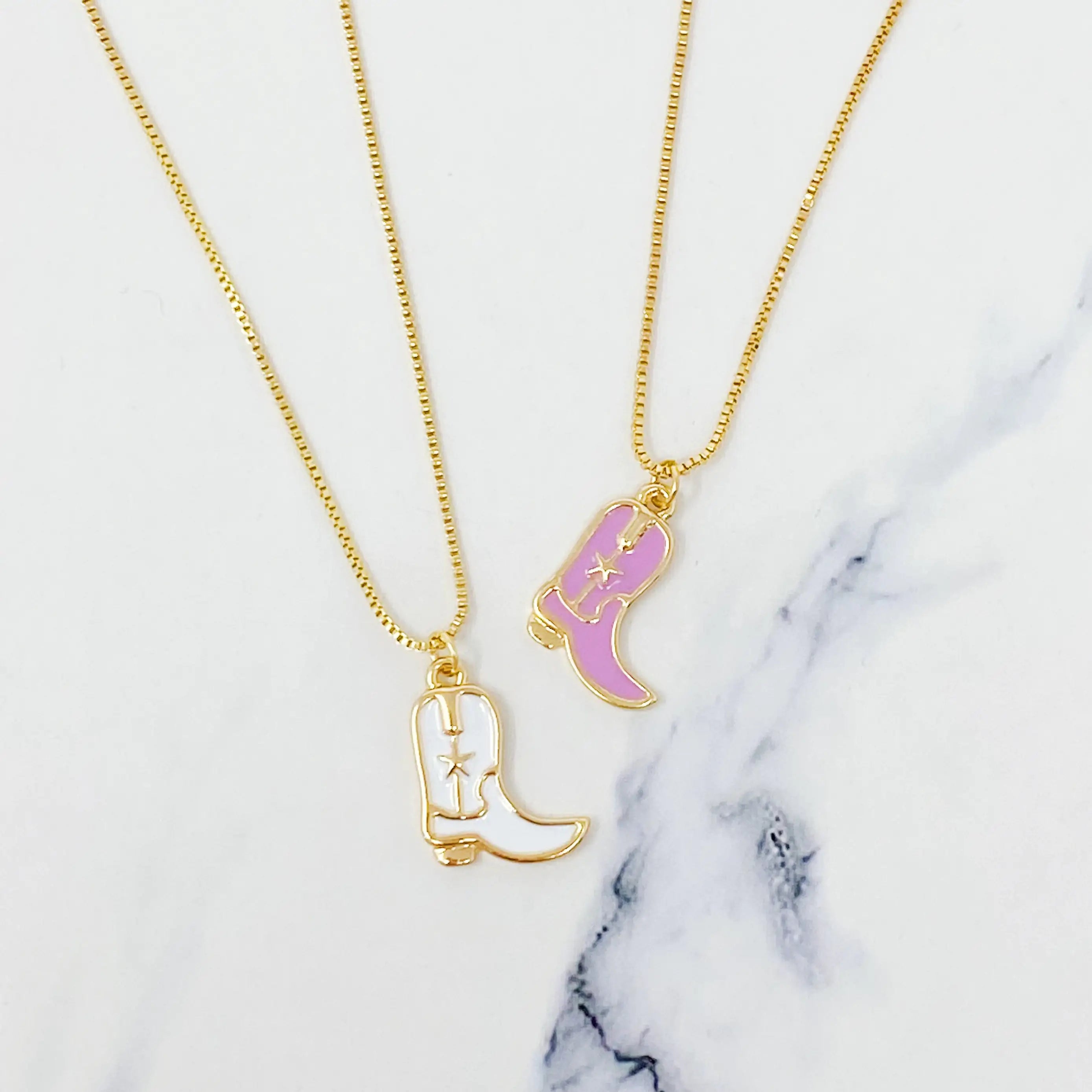 Cow Girl Boot Pendant Necklace