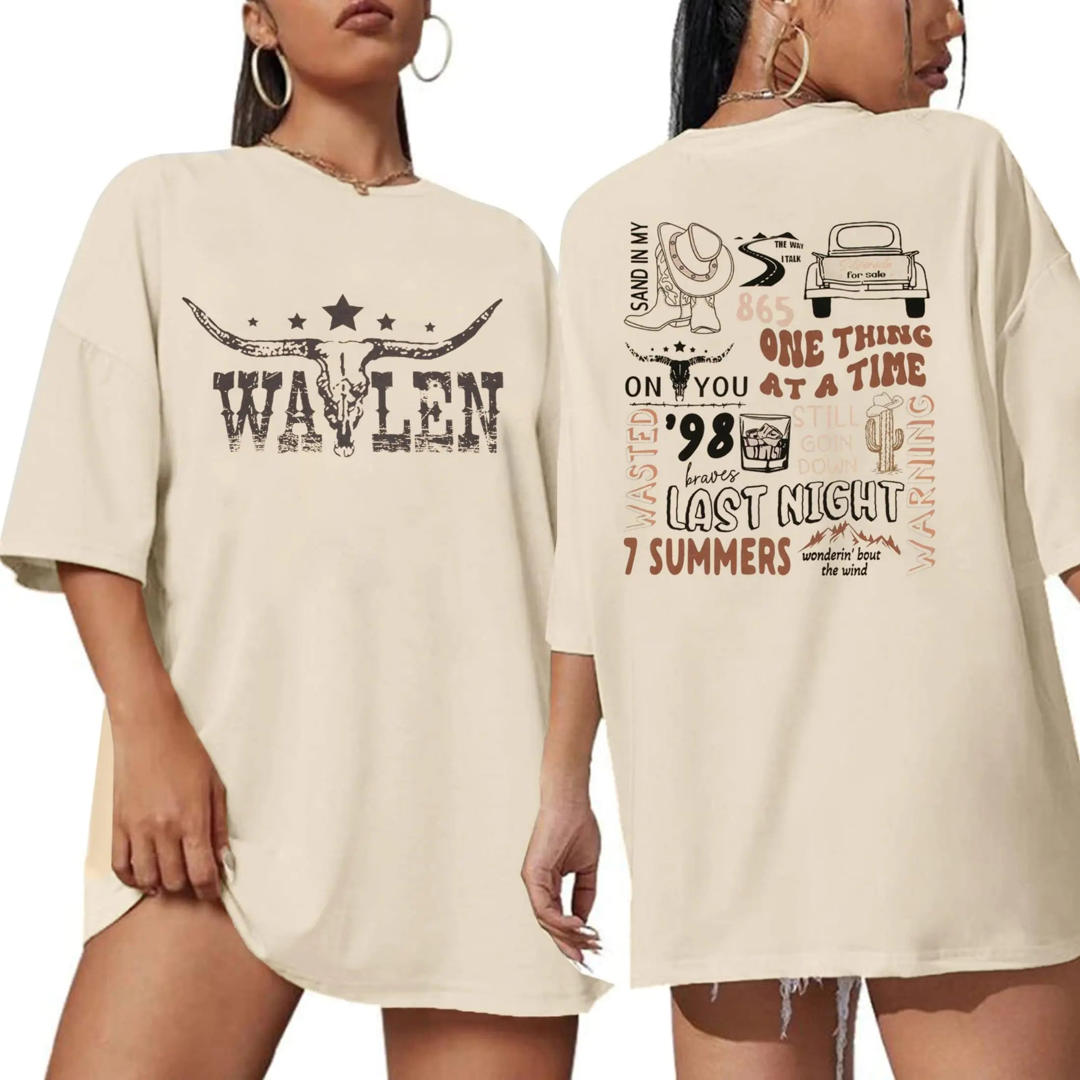 Cow Skull Women Oversized Shirts Country Music Tshirt Western T Shirt Vintage Music Lover Gift Rodeo Cowboy Graphic Tee