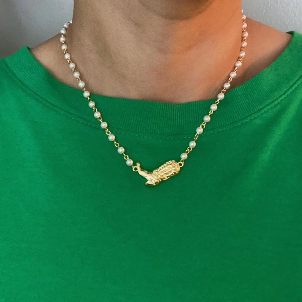 Cowgirl Boot Pearl Chain Necklace