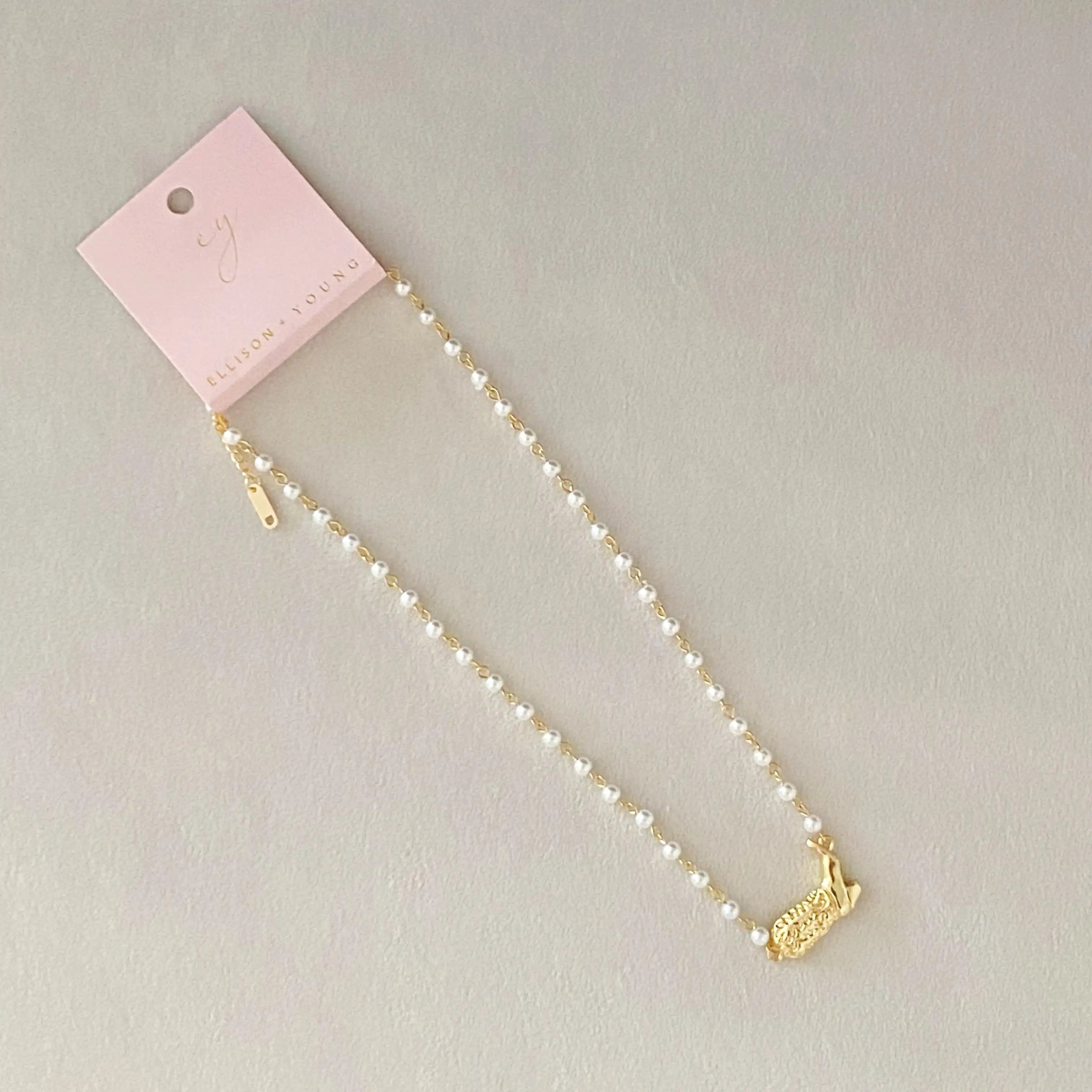 Cowgirl Boot Pearl Chain Necklace